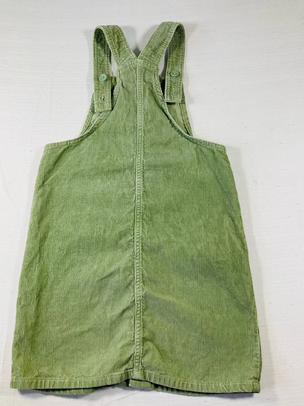 CHILDREN’S PLACE Girls' 10 Green Corduroy Button-Front Overalls Pinafore Dress